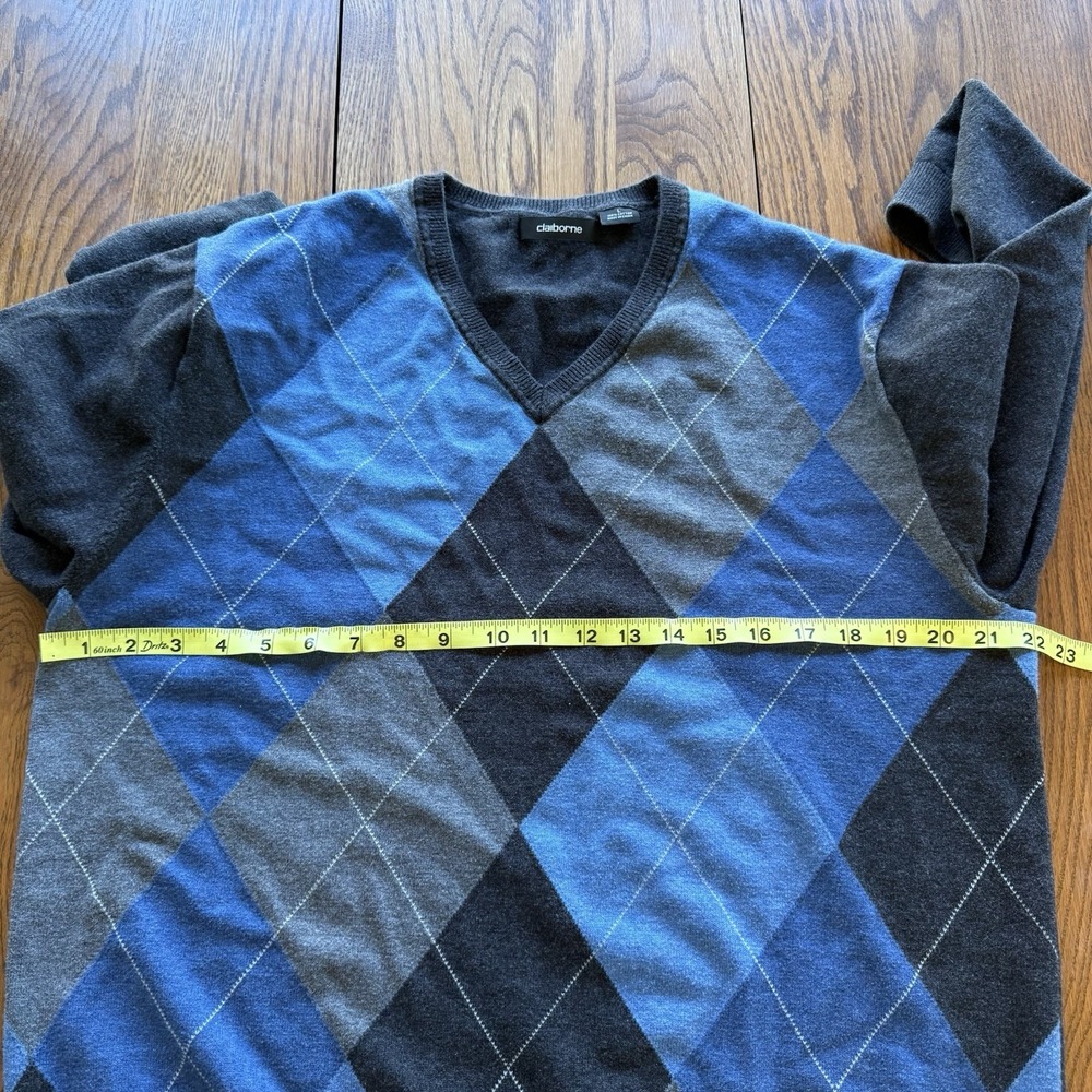 Set 2 Liz Claiborne Argyle Preppy Academy‎ Cotton Sweater Size Large Blue Black - Picture 4 of 13